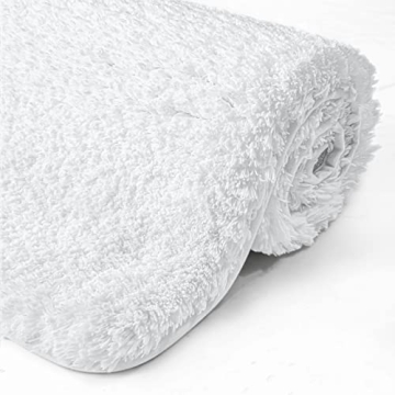 DEXI Bathroom Rug Mat, Extra Soft and Absorbent Bath Rugs, Washable Non-Slip Carpet Mat for Bathroom Floor, Tub, Shower Room (32"x20", White)