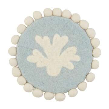 Mud Pie Coral Felted Wool Trivet; 8" Dia