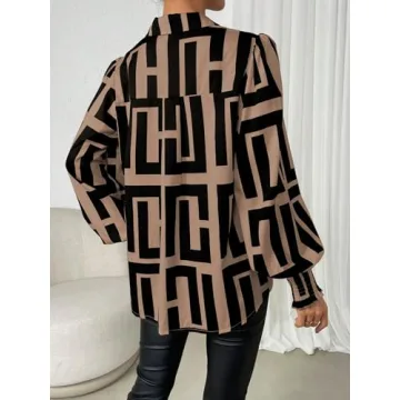 Women's Graphic Print Long Sleeve Blouse - SweatyRocks