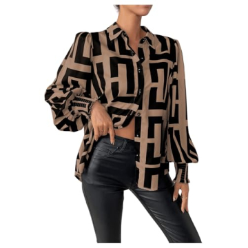 Women's Graphic Print Long Sleeve Blouse - SweatyRocks