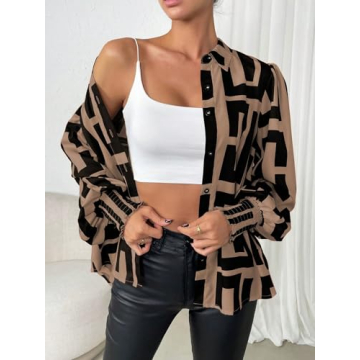 Women's Graphic Print Long Sleeve Blouse - SweatyRocks