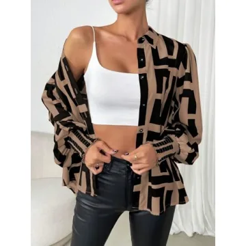 Women's Graphic Print Long Sleeve Blouse - SweatyRocks