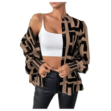 Women's Graphic Print Long Sleeve Blouse - SweatyRocks
