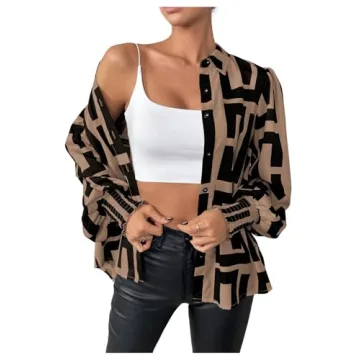 Women's Graphic Print Long Sleeve Blouse - SweatyRocks
