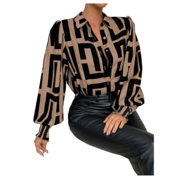 Women's Graphic Print Long Sleeve Blouse - SweatyRocks