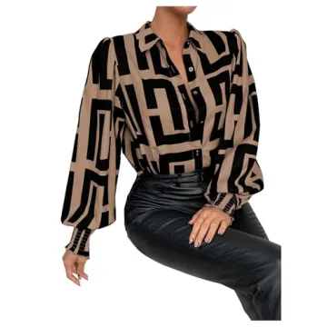 Women's Graphic Print Long Sleeve Blouse - SweatyRocks
