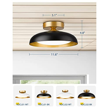 Kudos 12-Inch LED Light Fixture in Black and Gold Finish