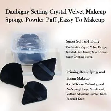 Powder Puff Daubigny 6 Pieces Powder Puff Face Soft Triangle Makeup Puff for Loose Powder Mineral Powder Body Powder Velour Cosmetic Foundation Blender Sponge Beauty Makeup Tools(Black)