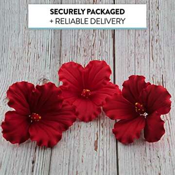 Hibiscus Sugar Flowers - Elegant Cake Decoration Trio