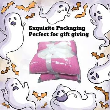 iBedding Cute Halloween Pink Ghost Blanket Room Decor Aesthetic Blankets for Couch Bed Sofa Reversible Plush Super Soft Throw Blanket for All Seasons,Double Print,39"x59"
