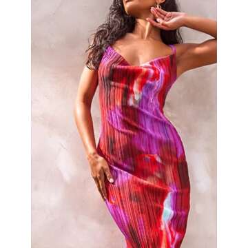 LASPIA Cowl Neck Dress Strap Shoulder Pleated Maxi Dresses Summer Wedding Guest Dresses for Women,Fuchsia Purse,X-Large