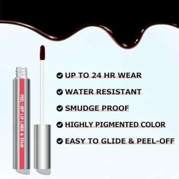 Cilrofelr Peel Off Lip Liner Stain, Long Wear Tattoo Lip Liner with Tweezer, Peel Off Lip Stain with Matte Finish, Long Lasting, Waterproof, Transfer-proof, Highly Pigmented Color (Rose)