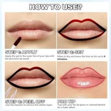 Cilrofelr Peel Off Lip Liner Stain, Long Wear Tattoo Lip Liner with Tweezer, Peel Off Lip Stain with Matte Finish, Long Lasting, Waterproof, Transfer-proof, Highly Pigmented Color (Rose)