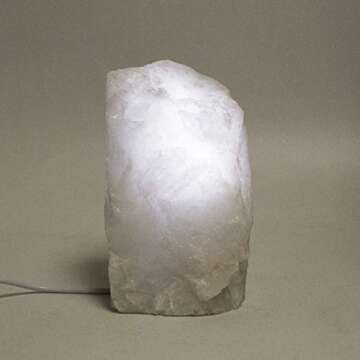 Beverly Oaks Natural Raw Crystal Desk Lamp with LED Bulb - Healing Mineral Crystal Table Reading Lamps - Home Decor for Office or Bedroom Nightstand (Clear Quartz Lamp)