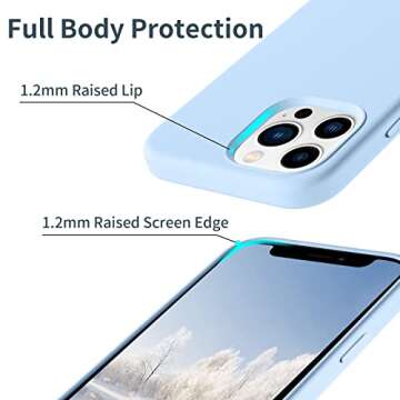 Beydoa iPhone 13 Pro Max Silicone Case - Ultra Slim, Shock-Proof, Anti-Scratch Microfiber Lining, Light Blue