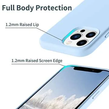 Beydoa iPhone 13 Pro Max Silicone Case - Ultra Slim, Shock-Proof, Anti-Scratch Microfiber Lining, Light Blue