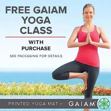Gaiam Yoga Mat Premium Solid Color Non Slip Exercise & Fitness Mat for All Types of Yoga, Pilates & Floor Workouts, High Tide, 5mm
