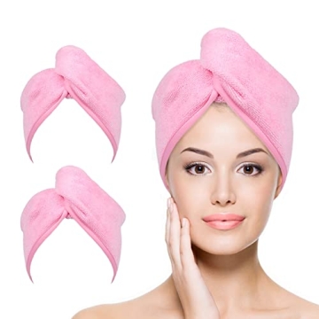 Ultra-Absorbent Microfiber Hair Towel Wrap 2 Pack
