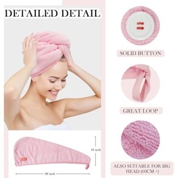 Ultra-Absorbent Microfiber Hair Towel Wrap 2 Pack