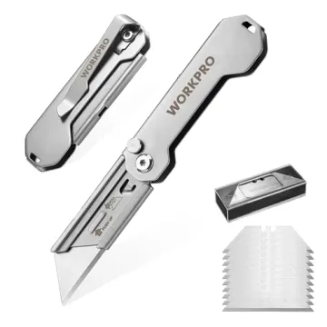 WORKPRO 2PCS EDC Folding Utility Knife – Mini Box Cutter with Quick Open Axis Lock, Quick Change B...