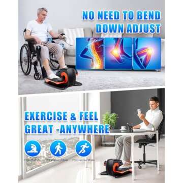 Putnen Under Desk Elliptical Machine, Electric Ellipse Leg Exerciser as Seen on Tv for Seniors with 12 Adjustable, Quiet Portable Elliptical Machine, Seated Pedal Exerciser with Remote Control