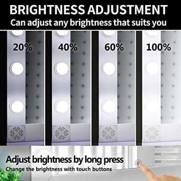 Nitin Hollywood Style Lighted Vanity Mirror, Tabletop Makeup Mirror with Dimmer Lights, Touch Control Large Cosmetic Mirror (White)