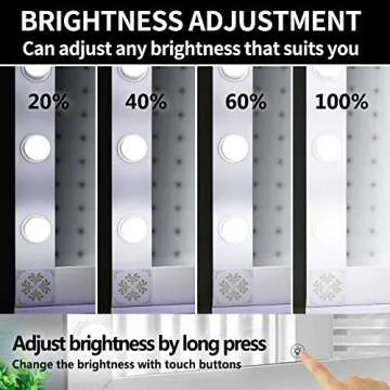 Nitin Hollywood Style Lighted Vanity Mirror, Tabletop Makeup Mirror with Dimmer Lights, Touch Control Large Cosmetic Mirror (White)