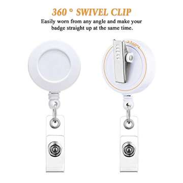 Soleebee 24'' Retractable Badge Reel, Mixed Random Solid Color Nurse ID Badge Holder with 360° Swivel Alligator Clip (Pack of 12)