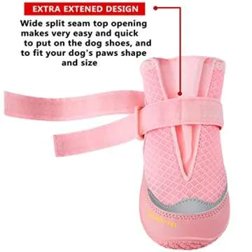 QUMY 4PCS Dog Boots for Large Dogs, Medium Dog Shoes & Paw Protectors for Hot Pavement, Summer Heat Protection, Mesh Breathable Skid-Resistant Dog Booties for Hardfloors, Walking Running Hiking