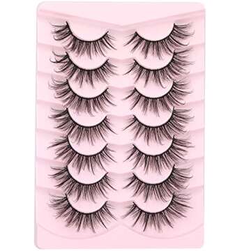 Wispy Mink Lashes Natural Eyelashes Spikes Lash Extensions Look Fluffy False Eyelashes 18mm Long Strip Lashes Cat Eye Eyelashes Fairy Look 7 Pairs Multipack by Geeneiya