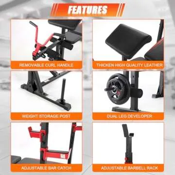 Aceshin Olympic Weight Bench, 900 LBS Adjustable Weight Bench and Squat Rack, Bench Press Set with Leg Extension, Preacher Curl Pad, Workout Bench for Home Gym