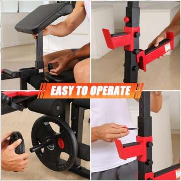 Aceshin Olympic Weight Bench, 900 LBS Adjustable Weight Bench and Squat Rack, Bench Press Set with Leg Extension, Preacher Curl Pad, Workout Bench for Home Gym