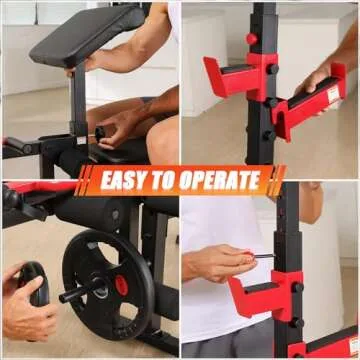 Aceshin Olympic Weight Bench, 900 LBS Adjustable Weight Bench and Squat Rack, Bench Press Set with Leg Extension, Preacher Curl Pad, Workout Bench for Home Gym