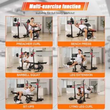 Aceshin Olympic Weight Bench, 900 LBS Adjustable Weight Bench and Squat Rack, Bench Press Set with Leg Extension, Preacher Curl Pad, Workout Bench for Home Gym