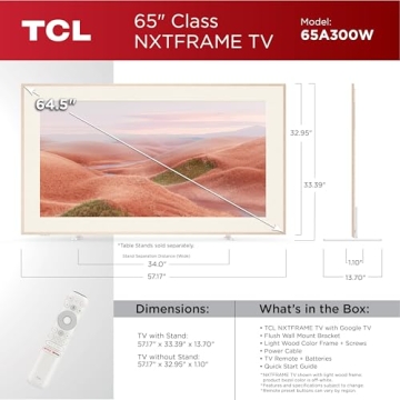 TCL 65-Inch 4K QLED Smart NXTFRAME TV 2024 Model