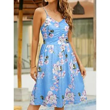 YATHON 2024 Casual Dresses for Women Sleeveless Cotton Summer Beach Dress A Line Spaghetti Strap Sun...