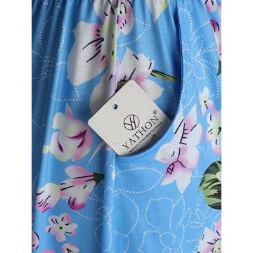 YATHON 2024 Casual Dresses for Women Sleeveless Cotton Summer Beach Dress A Line Spaghetti Strap Sundresses with Pockets (YT090-Floral Light Blue, l)