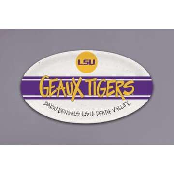 Magnolia Lane LSU Tigers Football Heavyweight Melamine Oval Platter, 12.25-inch Length, Kitchen Acce...