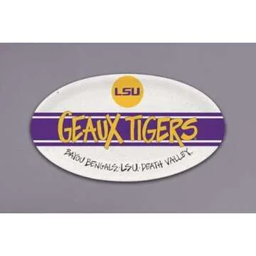 Magnolia Lane LSU Tigers Football Heavyweight Melamine Oval Platter, 12.25-inch Length, Kitchen Acce...