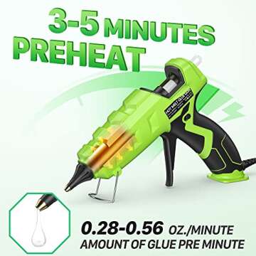 SEEKONE Full Size Hot Glue Gun, 60/100W Dual Power Large Glue Gun with 20 Pcs Premium Glue Sticks, High Temp Heavy Duty Industrial Glue Gun Kit for Quick Home Repairs, Arts, Crafts, DIY, Sealing