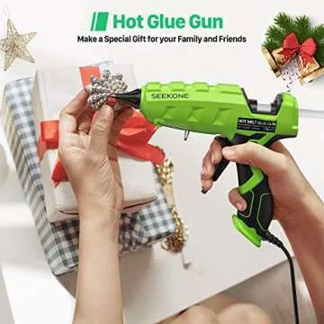 SEEKONE Full Size Hot Glue Gun, 60/100W Dual Power Large Glue Gun with 20 Pcs Premium Glue Sticks, High Temp Heavy Duty Industrial Glue Gun Kit for Quick Home Repairs, Arts, Crafts, DIY, Sealing