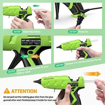 SEEKONE Full Size Hot Glue Gun, 60/100W Dual Power Large Glue Gun with 20 Pcs Premium Glue Sticks, High Temp Heavy Duty Industrial Glue Gun Kit for Quick Home Repairs, Arts, Crafts, DIY, Sealing