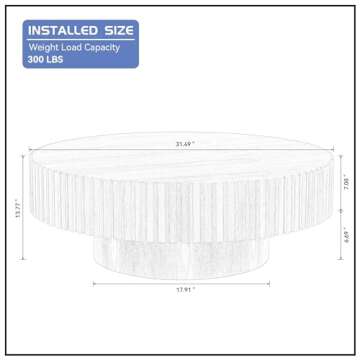 LyuHome 31.49''Round Coffee Table for Living Room, Modern Wood Nesting Coffee Table Handcraft Circle...