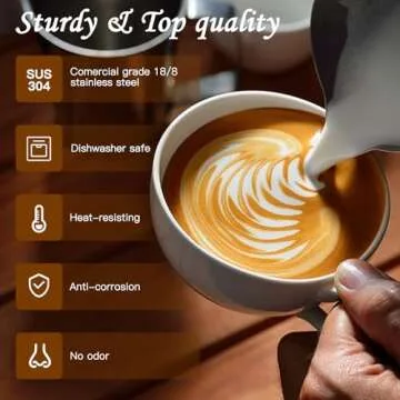 Milk Frother Cup 20 Oz, Milk Frothing Pitcher 304 Stainless Steel Steaming Jug with Clear Scale, Frothing Pitcher Barista Tools for Espresso,Cappuccino, Coffee Machine Accessories (550ml)