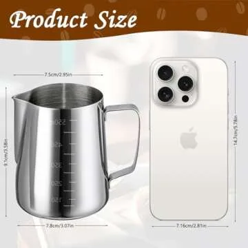 Milk Frother Cup 20 Oz, Milk Frothing Pitcher 304 Stainless Steel Steaming Jug with Clear Scale, Frothing Pitcher Barista Tools for Espresso,Cappuccino, Coffee Machine Accessories (550ml)