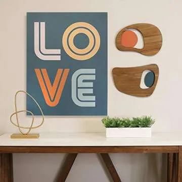 Stratton Home Decor Mid Century Asymmetrical Orange Wall Art (S30897)