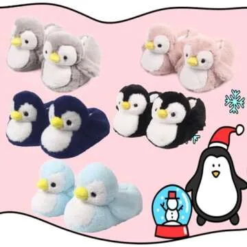 Penguin Cute Women Slippers Funny Animal Slippers Novelty Plush Slippers Fluffy Fuzzy Winter Warm Bedroom House Shoes Cartoon Slippers for Women Men Teen Girls