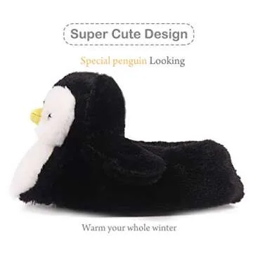Penguin Cute Women Slippers Funny Animal Slippers Novelty Plush Slippers Fluffy Fuzzy Winter Warm Bedroom House Shoes Cartoon Slippers for Women Men Teen Girls
