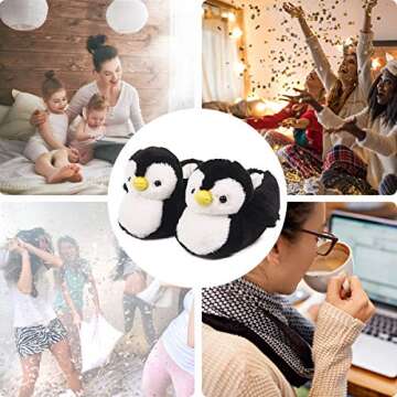 Penguin Cute Women Slippers Funny Animal Slippers Novelty Plush Slippers Fluffy Fuzzy Winter Warm Bedroom House Shoes Cartoon Slippers for Women Men Teen Girls