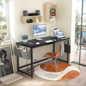 Foxemart 47 Inch Computer Desk with USB Power Outlets